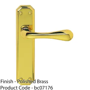 Geometric Internal Latch Door Handle - Polished Brass Lever On Angular Backplate