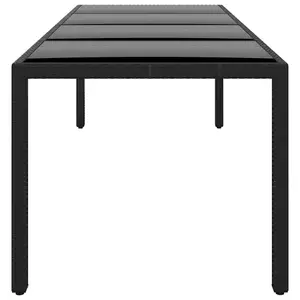 Berkfield Garden Table 250x100x75 cm Tempered Glass and Poly Rattan Black