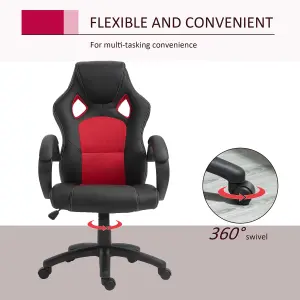 Vinsetto Racing Gaming Chair Swivel Home Office Gamer Chair with Wheels Red