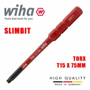 Wiha Slimbit Screwdriver SlimVario PZ SL PH Torx HEX 75mm 1000v VDE Electrician Torx T15 35508