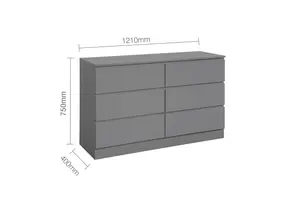 Birlea Oslo 6 Drawer Chest Grey