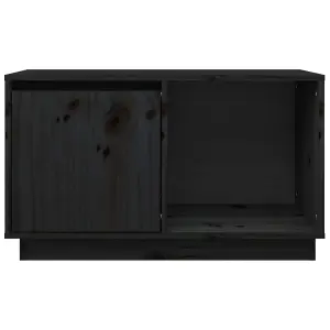 Berkfield TV Cabinet Black 74x35x44 cm Solid Wood Pine