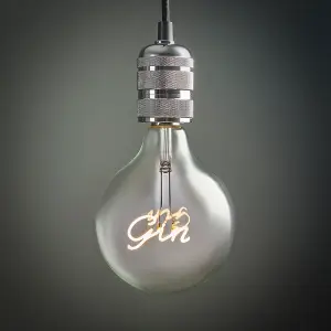 ValueLights Vintage Style 2w LED ES E27 Edison Screw Word Script Gin Design Clear Light Bulb - Gin