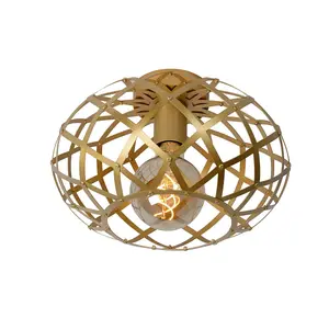 Lucide Wolfram Modern Flush Ceiling Light 30cm - 1xE27 - Matt Gold, Brass