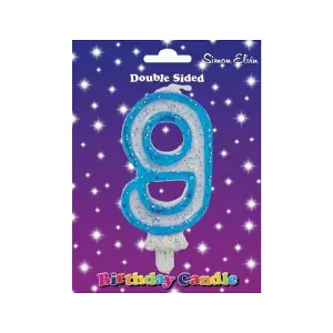 Simon Elvin 9 Number Birthday Candle White/Blue (One Size)