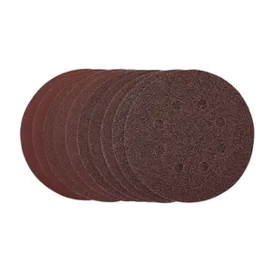 Draper  Punched Sanding Discs, 125mm, Hook & Loop, Assorted Grit, (Pack of 10) 54759