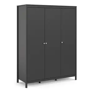 Madrid Wardrobe with 3 doors in Matt Black