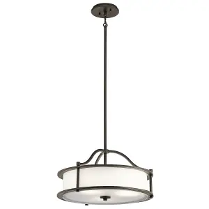 Elstead Emory 3 Light Semi Flush Round Ceiling Pendant Light Pewter, E27