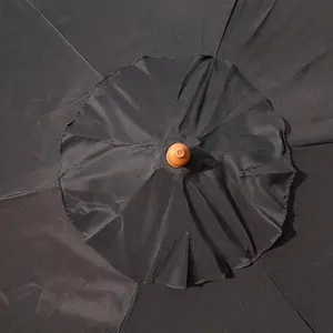 Kingfisher 2.4m Wooden Black Parasol Sun Shade Umbrella Canopy