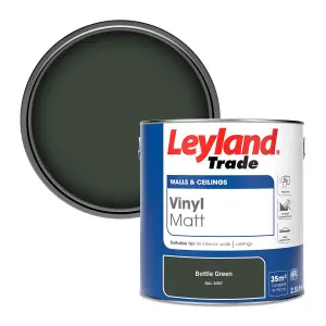 Leyland Trade Vinyl Matt Walls & Ceilings Emulsion Paint Bottle Green (RAL 6007) 2.5L