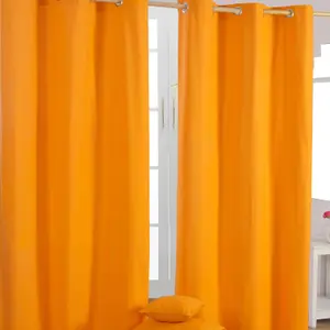 Homescapes Plain Orange Cotton Eyelet Curtains 137 x 228 cm