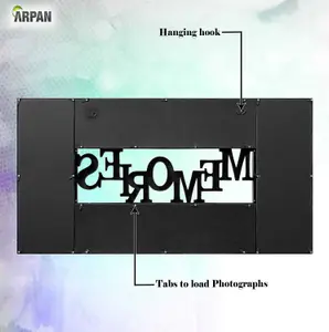 ARPAN Memories 10 Multi Aperture Photo Picture Frame - Holds 6 X 6''X4'' Photos, 4 X 5''X7'' Photos - Black