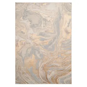 Silver Brown Metallic Marble Lustre Sheen Rug 160x230cm