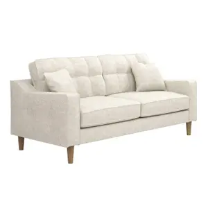 Solace+Co Jude 3 Seater Midcentury Fabric Sofa - Beige