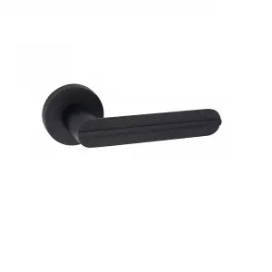 1 Pair Modern Lima Design Matt Black Premium Door Handles Round Rose - Golden Grace