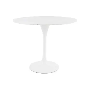 Tulip Set - Marble Medium Circular Table and Two Chairs with PU Cushion Orange