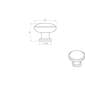 Domed Top Cupboard Door Knob 34mm Diameter Satin Nickel Cabinet Handle