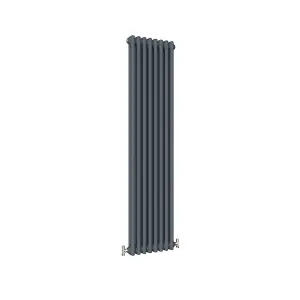 Vertical Anthracite Double Column Radiator (H) 1500mm x (W) 380mm, 4168 BTU.