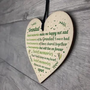 Red Ocean Grandad Grandfather Memorial Plaques For Graveside Handmade Wooden Hanging Heart Plaque Christmas Decoration Bauble