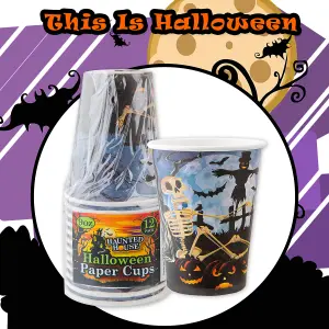 Halloween Paper Cups 9oz 12 Pack Trick or Treat Party 12 Pack MultiColour