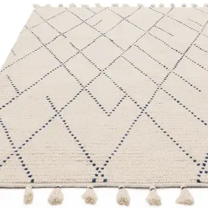 Cream Kilim , Modern , Wool Geometric Easy to Clean Rug for Living Room, Bedroom - 160cm X 230cm