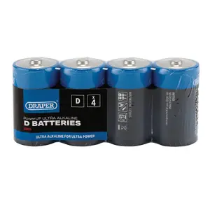 Draper Draper PowerUP Ultra Alkaline D Batteries (Pack of 4) 03979