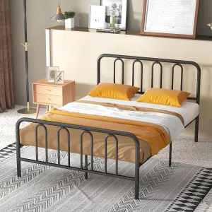 Costway Double Size Metal Bed Frame w/ Headboard Platform Bed w/ Metal Slats Support