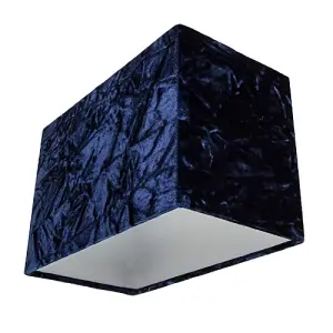 Contemporary Designer Midnight Blue Crushed Velvet Fabric Rectangular Lamp Shade