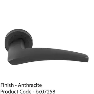 Premium Elegant Curve Door Handle Set - Anthracite Grey Bar Lever On Round Rose