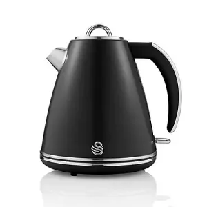 Swan Retro Black Kettle and 4 Slice Toaster Set