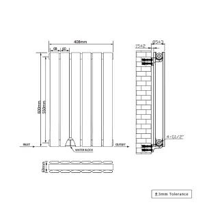 Right Radiators 600x408 mm Horizontal Double Flat Panel Designer Radiator Anthracite