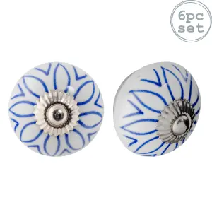 Nicola Spring - Round Ceramic Cabinet Knobs - Mixed - Pack of 6