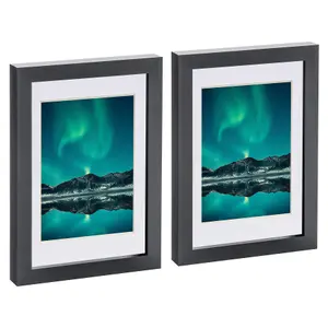 Photo Frames with 4" x 6" Mount - A5 (6" x 8") - Black/White - Pack of 2