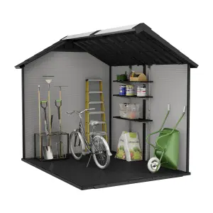 Keter Premier Grey Plastic 2 door Shed with floor & 2 windows (Base included)