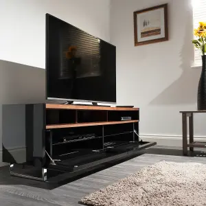 AVF Panorama Plus 1.6m TV Stand with Reversible Top & Soundbar Shelf  - Walnut & Black