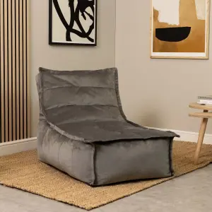 icon Dolce Lounger Bean Bag Charcoal Grey Velvet Bean Bag Chair