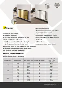 Aluminum Radiator Compatible with Heat pump.Model "pioneer Plus" Black. 1000mm.Heigth600mm.BTU/hr:7392