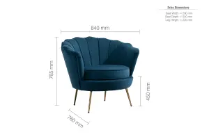 Blue Velvet Armchair Birlea Ariel Easy Accent Fabric Gold Vintage Design