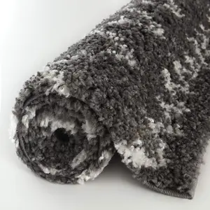 Moroccan Dark Grey Shaggy Living Room Rug 940