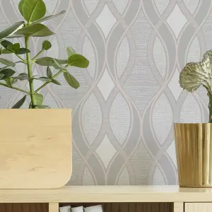 Sublime Light grey Ribbon geometric Smooth Wallpaper