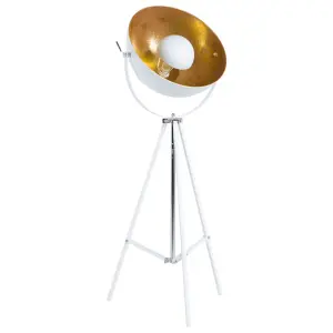 Metal Tripod Lamp White and Gold THAMES II