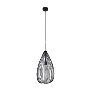 Interiors By Premier Sleek Teardrop Black Finish Pendant Light, Effortlessly Maintained Down Light Wall, Sturdy Ceiling Light