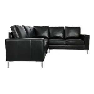 Baltic Faux Leather Corner Sofa In Black