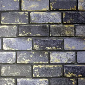 Arthouse Metallic Brick Navy/Gold Wallpaper