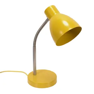 ValueLights Keela Mustard Adjustable Flexi Neck Desk Lamp Task Reading Light for Living Room office - LED Bulb Included