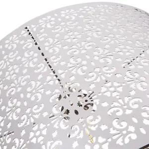 Marrakech Designed Large Grey Metal Pendant Light Shade with Floral Decoration