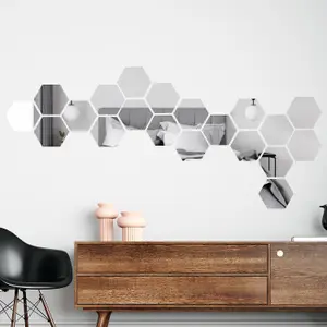 Walplus Hexagonal Removable Acrylic Mirror Art - 20 pcs Mirror Sticker