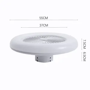 White 5 Blades Acrylic LED Dimmable Ceiling Fan Light Adjustable Speed with Remote Control 55 cm