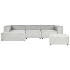 Corner Sofa with Ottoman APRICA Light Grey Right Hand