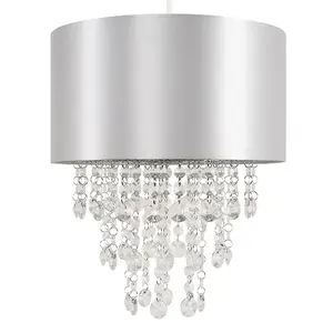 ValueLights Jesmond Grey Ceiling Pendant Shade and E27 GLS LED 10W Warm White 3000K Bulb